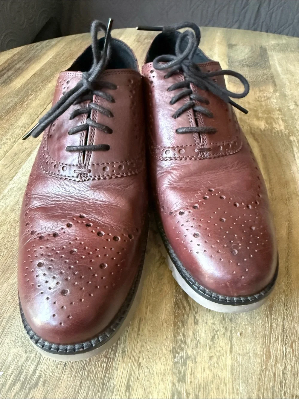 Cole Haan Men’s ZERØGRAND Wingtip Oxford Leather Shoes British Tan Size 9